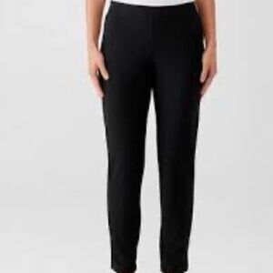 Eileen Fisher Black Viscose Blend Straight Leg Pull On Pants‎ Sz S Petite